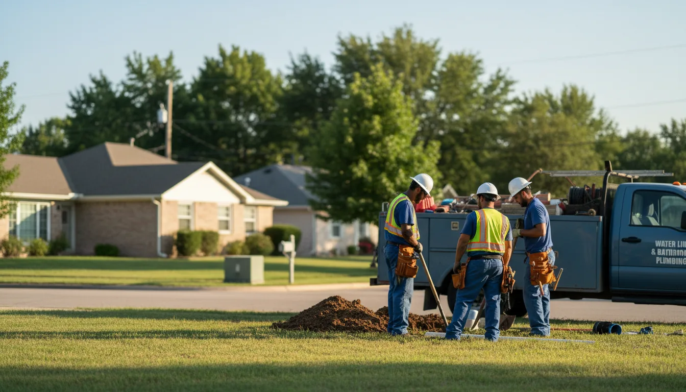Residential water line and bathroom plumbing service in Fischer, TX